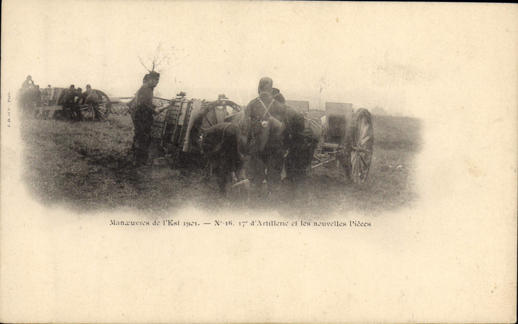 Operaciones de Militaria de la POSTAL de la VENDIMIA del este 1901 17mos de la artillería y de las nuevas piezas