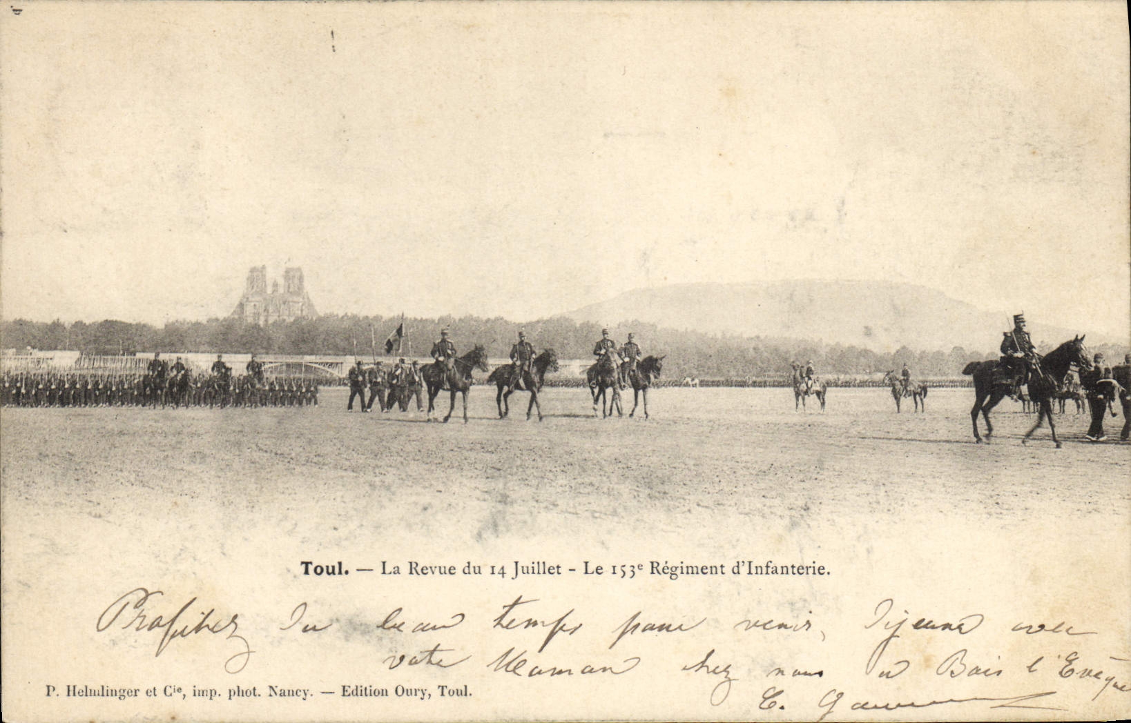 CPA Militaria Toul La revue du 14 juillet Le 153eme regiment d'infanterie