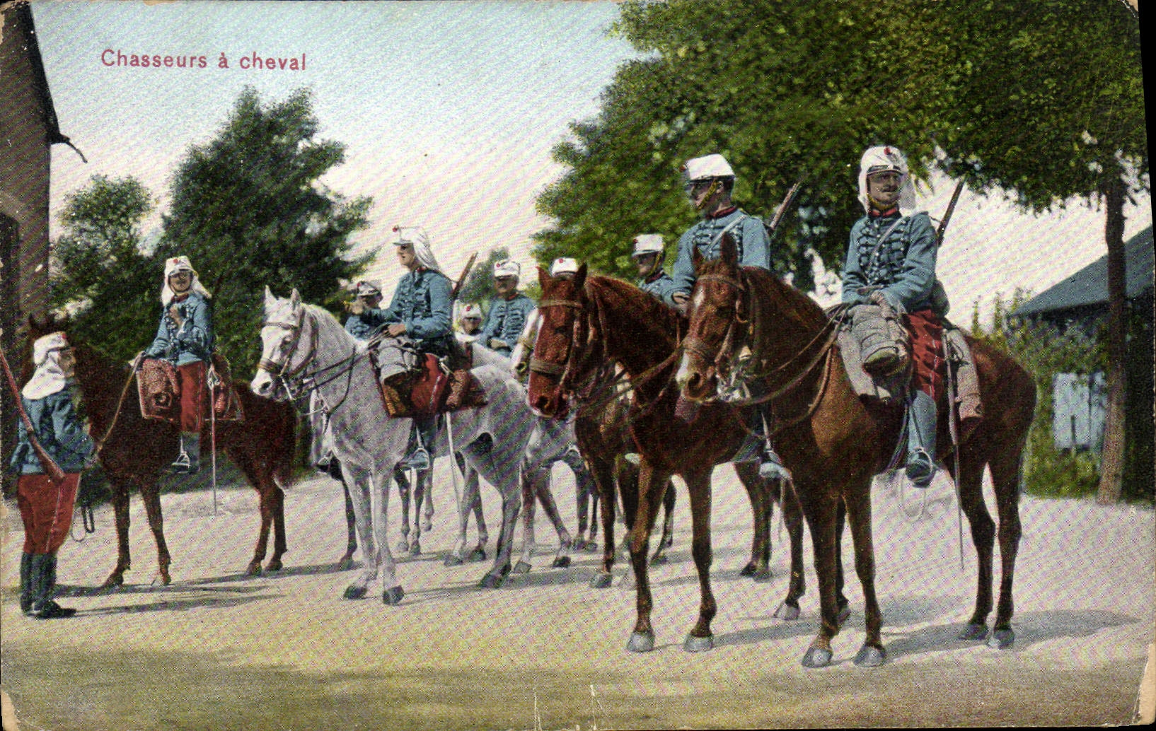 VINTAGE POSTCARD Militaria Chasseurs has horse