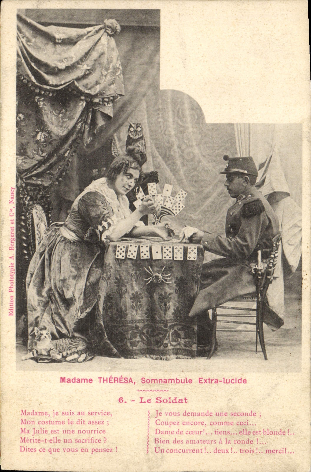 CPA Cartomancie Voyance Folklore Madame Theresa somnambule extra lucide le soldat