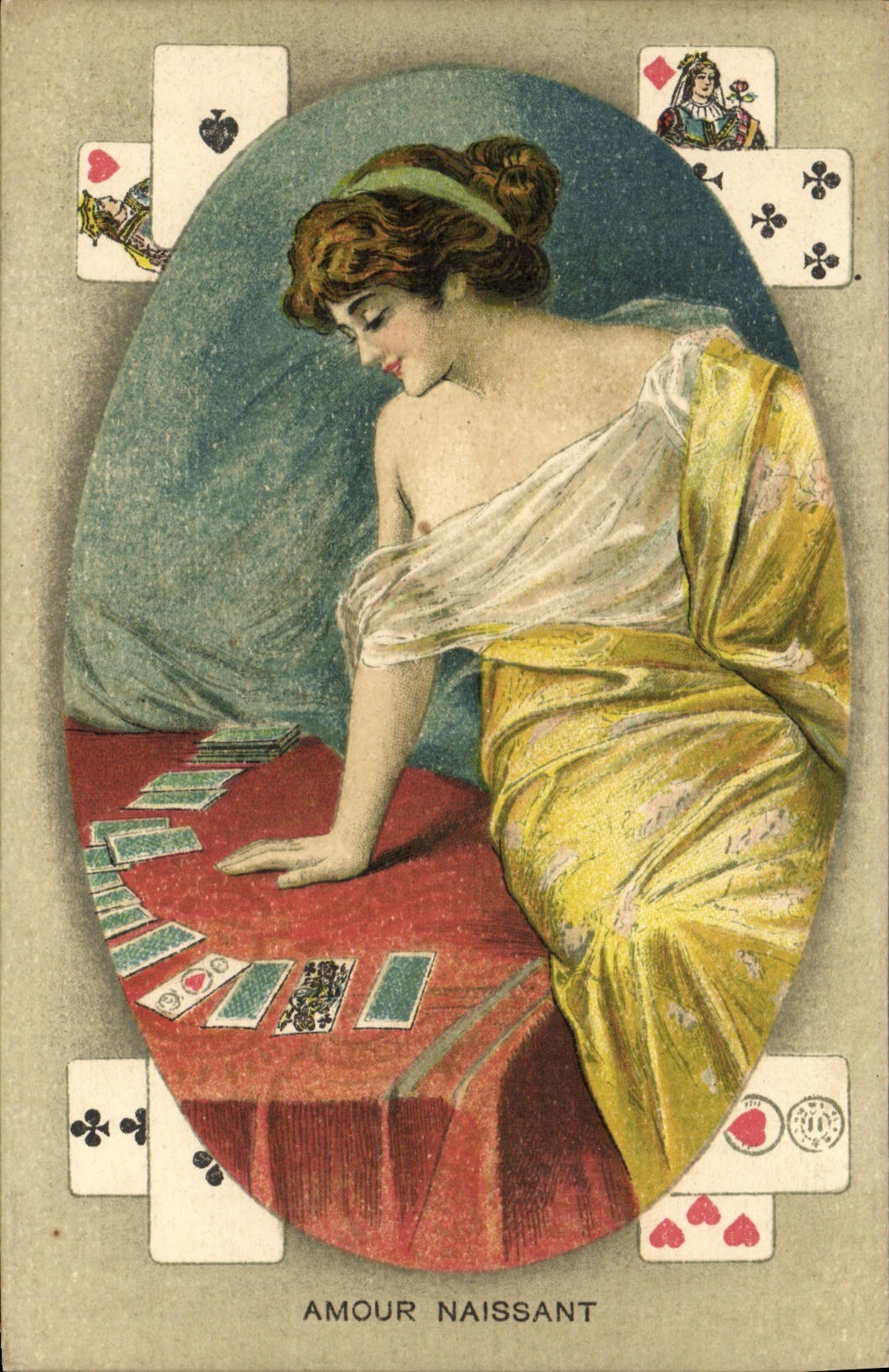 VINTAGE POSTCARD Cartomancy Clairvoyance Folklore Love incipient Charts