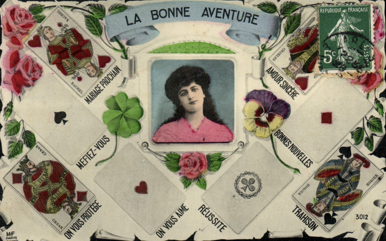 VINTAGE POSTCARD Cartomancy Clairvoyance Folklore the good adventure Charts