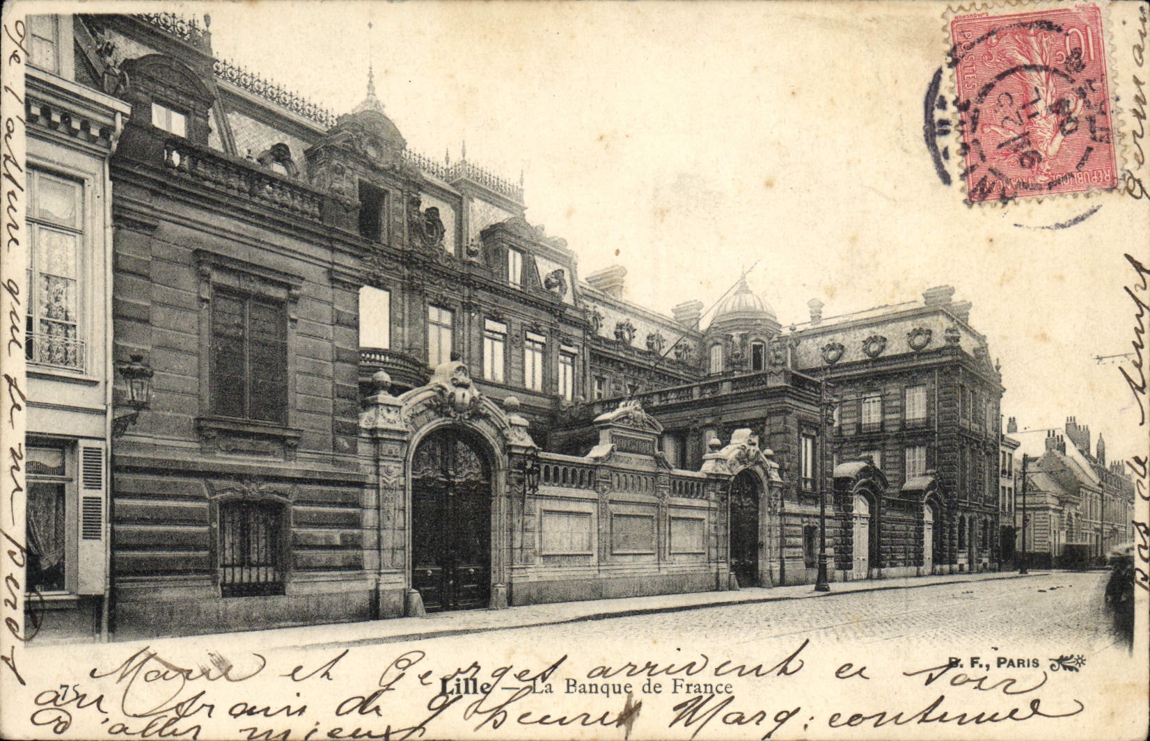 VINTAGE POSTCARD Banque de France Lille