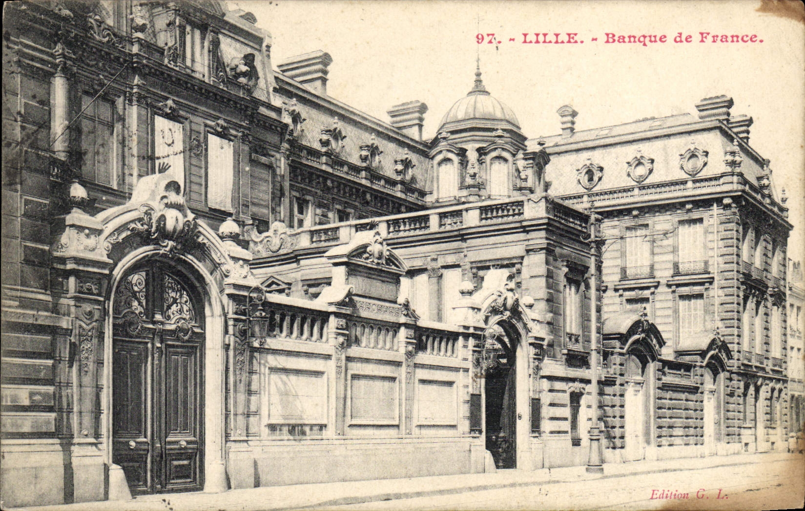 VINTAGE POSTCARD Banque de France Lille stamps Taxes