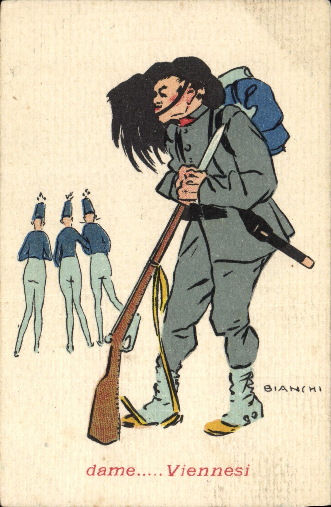 VINTAGE POSTCARD Fantaisie Bianchi Illustrator Drives out Hunter