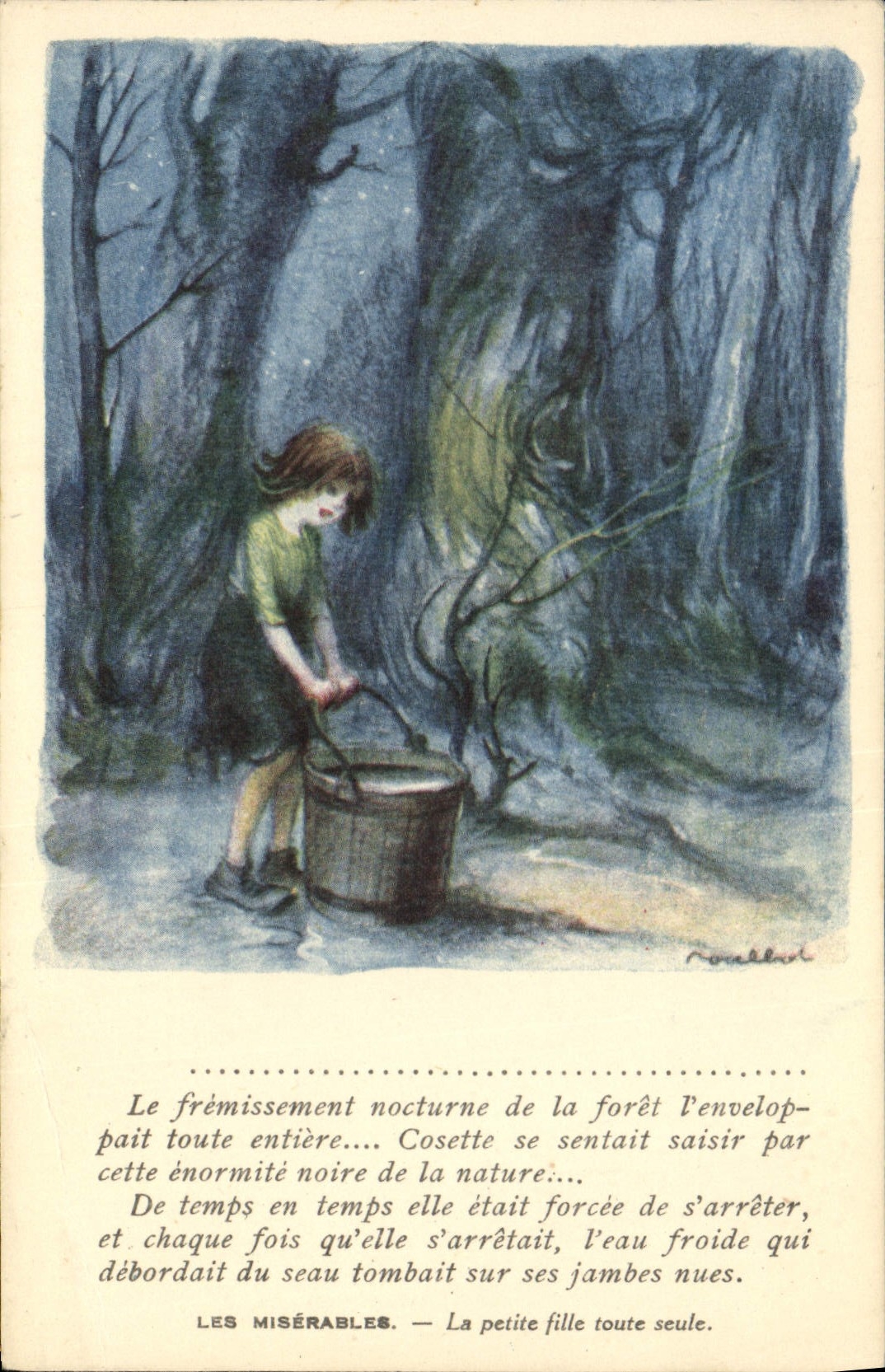 CPA Fantaisie Illustrateur Poulbot Victor Hugo Les Miserables La petite fille toute seule