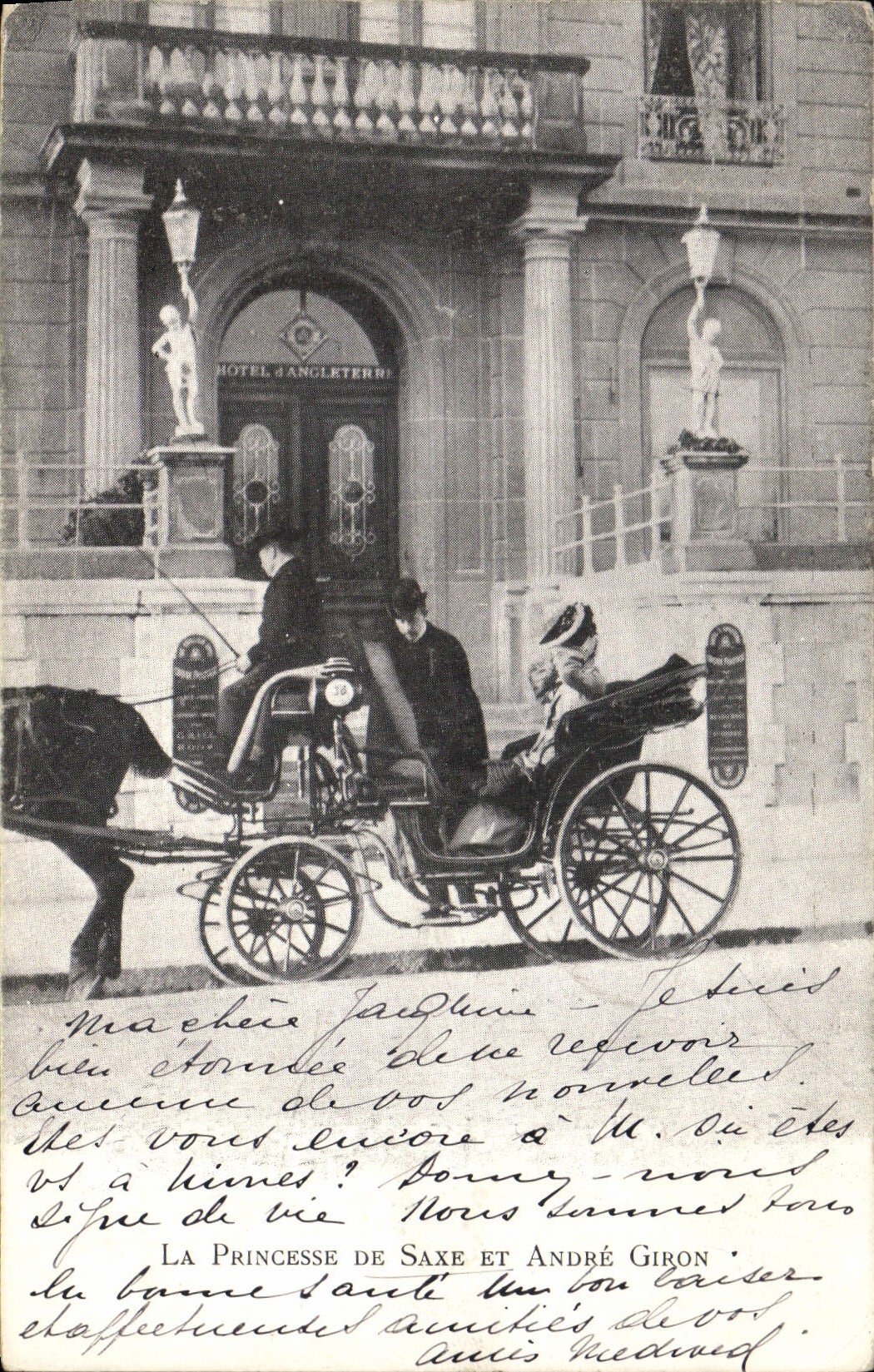 VINTAGE POSTCARD the princess of Saxony and Andre Giron