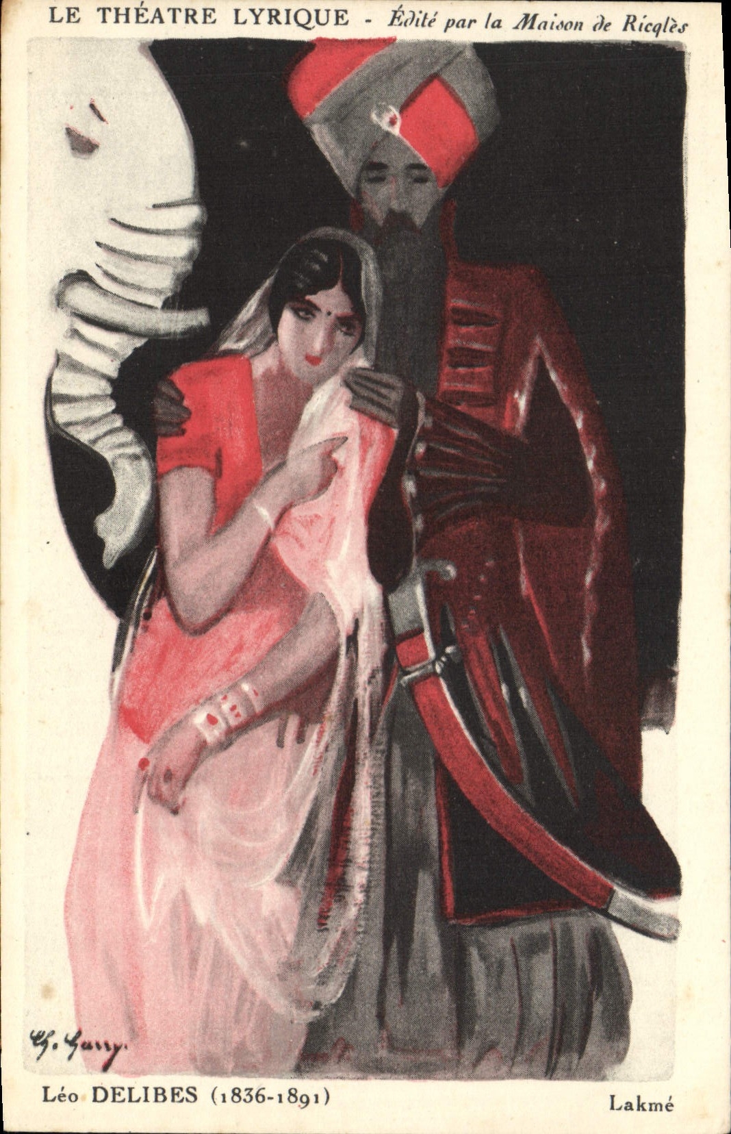 VINTAGE POSTCARD Fantasy Illustrator Leo Delibes Lakme the opera house