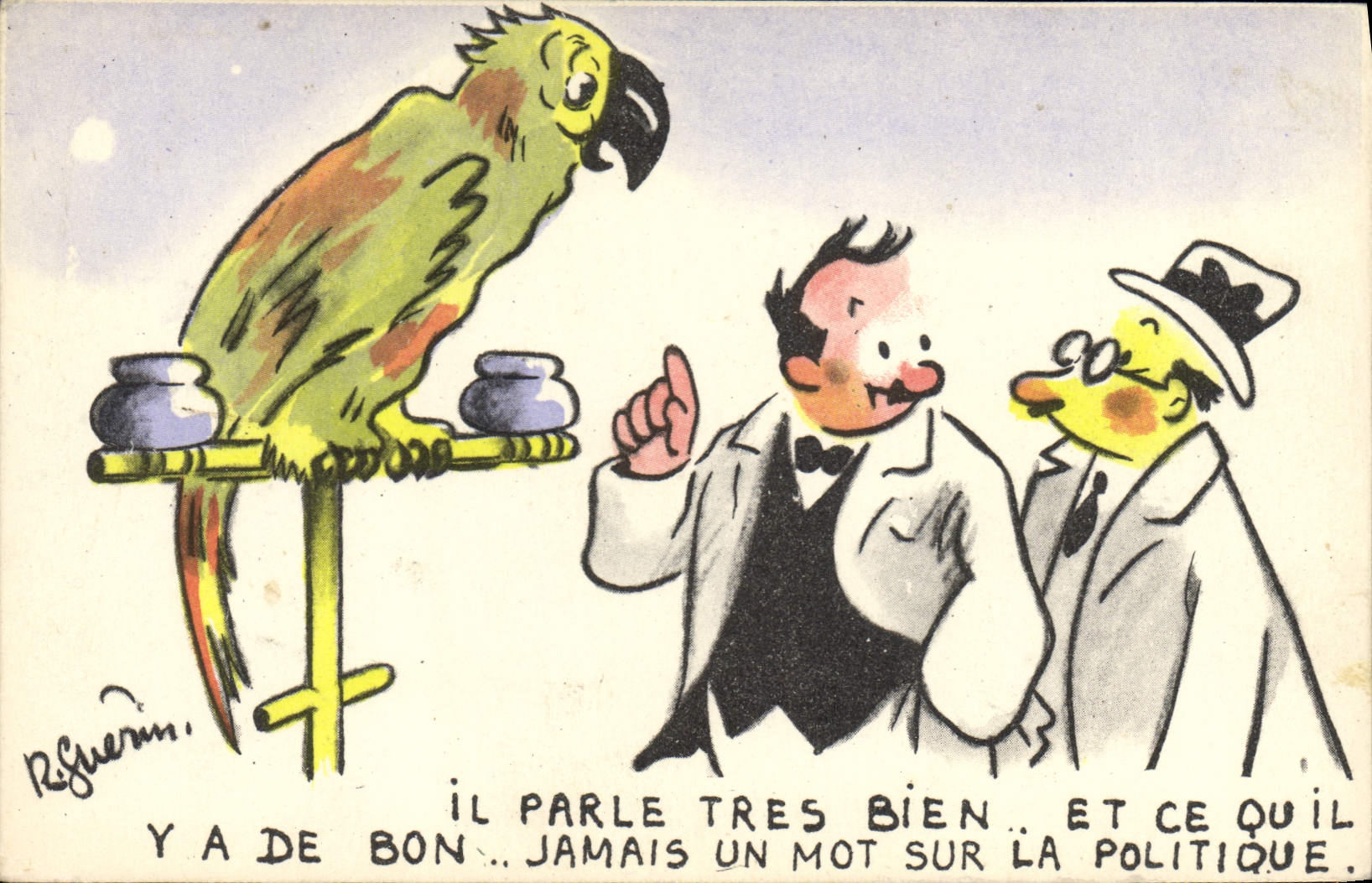 VINTAGE POSTCARD Fantasy Illustrator Guerin Parrot