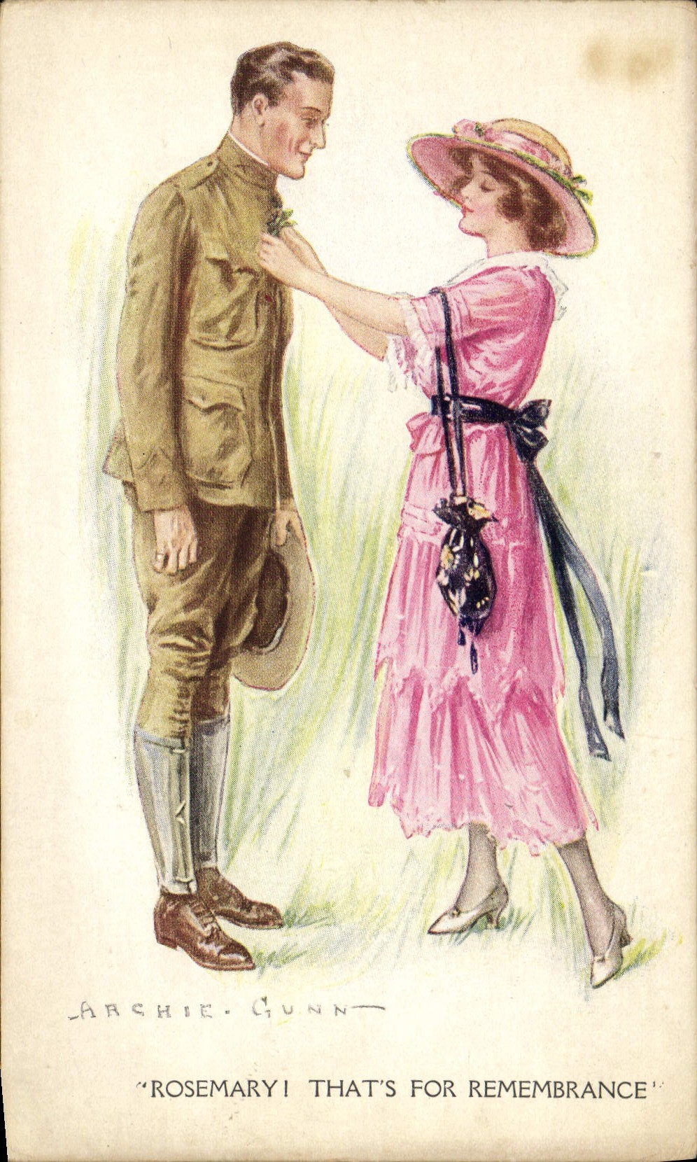 VINTAGE POSTCARD Fantasy Illustrator archie Gunn Rosemary