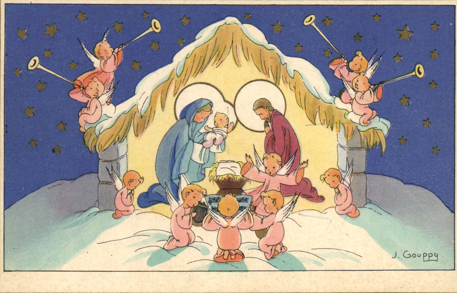 VINTAGE POSTCARD Fantasy Illustrator Angels