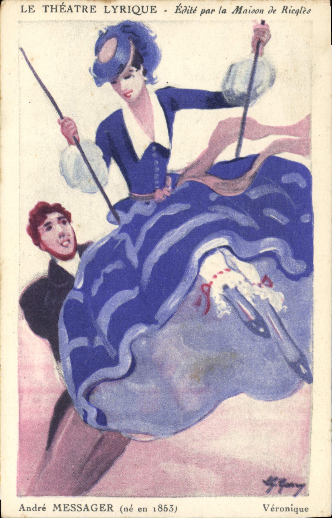 VINTAGE POSTCARD Fantasy Illustrator Andre Messager Veronique the Opera house