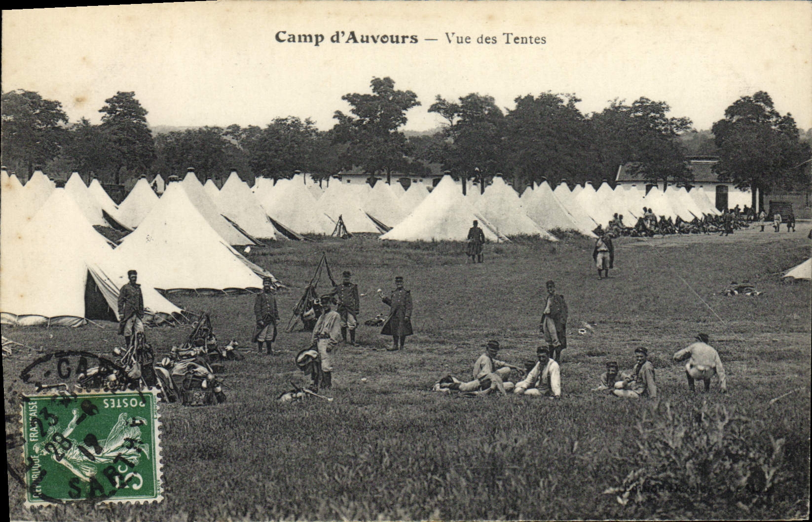 VINTAGE POSTCARD Militaria Camp of Auvours Seen of the tents