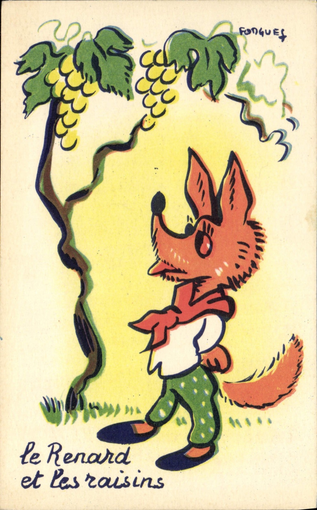 VINTAGE POSTCARD the fox and grapes