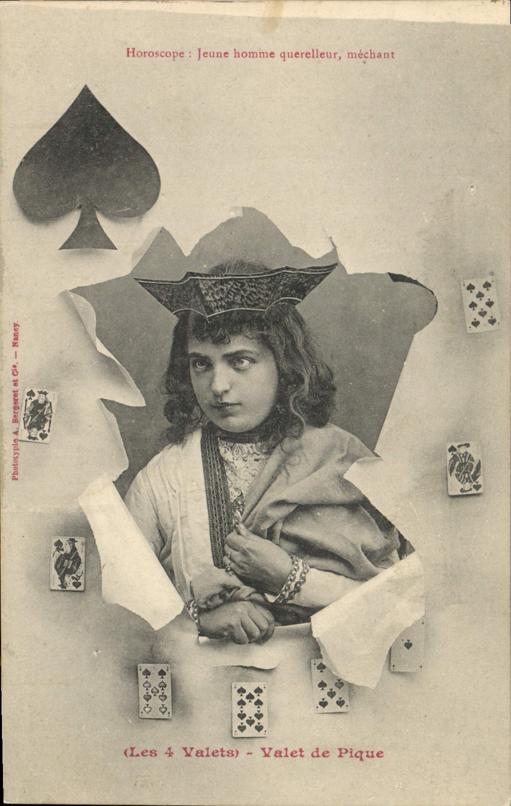 VINTAGE POSTCARD Horoscope the 4 servants Servant of pipe