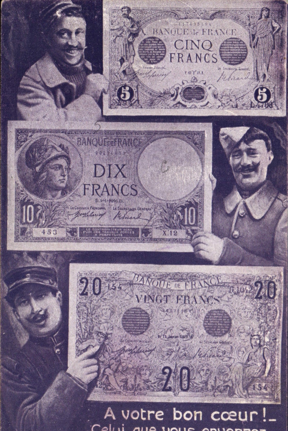 CPA Billets Cinq Dix Vingt Francs