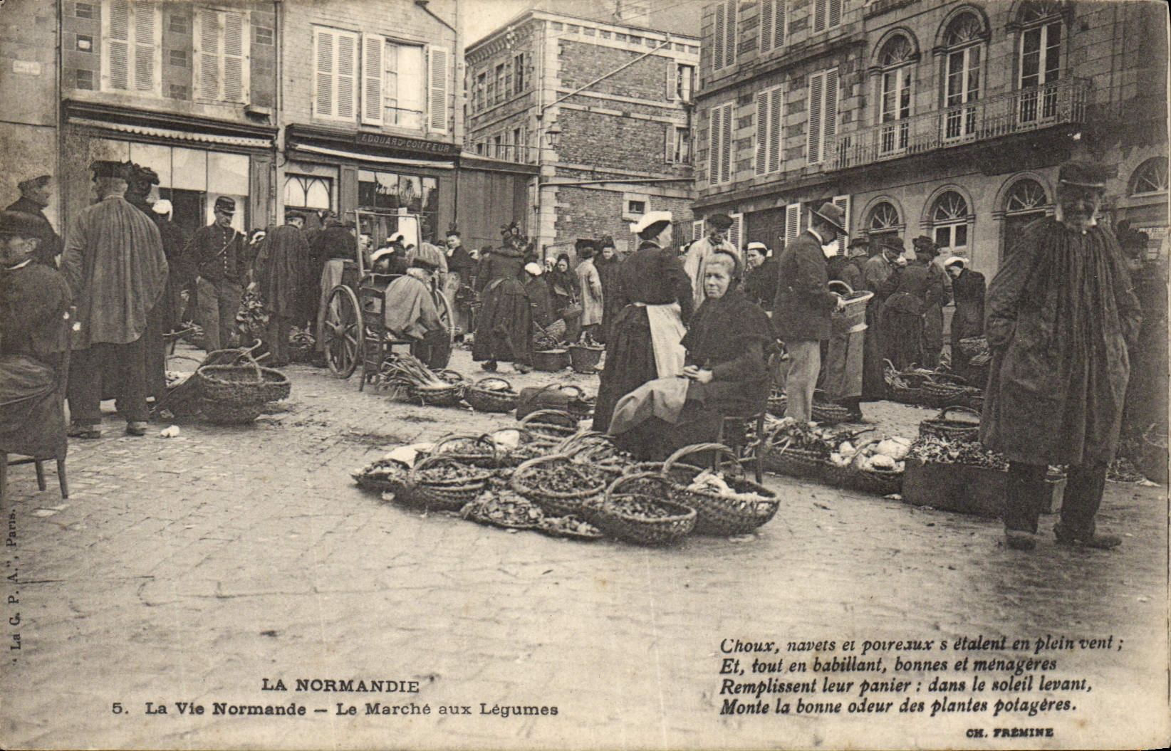 CPA Folklore Normandie La Vie Normande Le marche aux legumes TOP