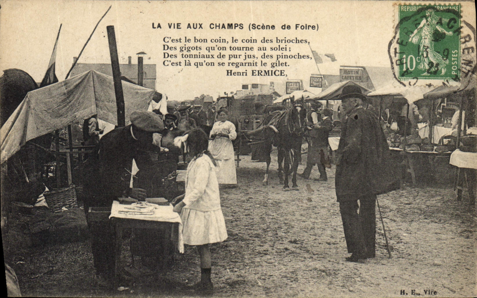 VINTAGE POSTCARD Folklore country life Scene of fair TOP