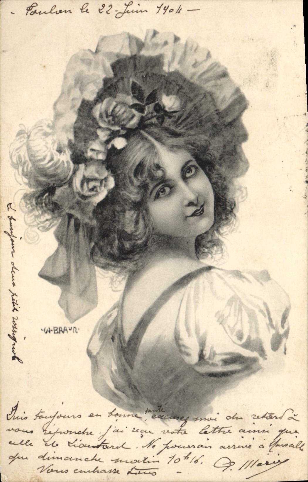 VINTAGE POSTCARD Fantasy Illustrator Braur Woman