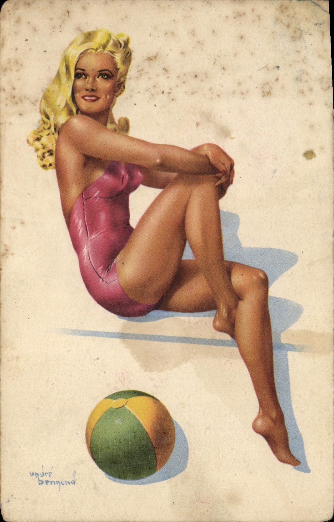 VINTAGE POSTCARD Fantasy Illustrator Woman Braur Pine Up