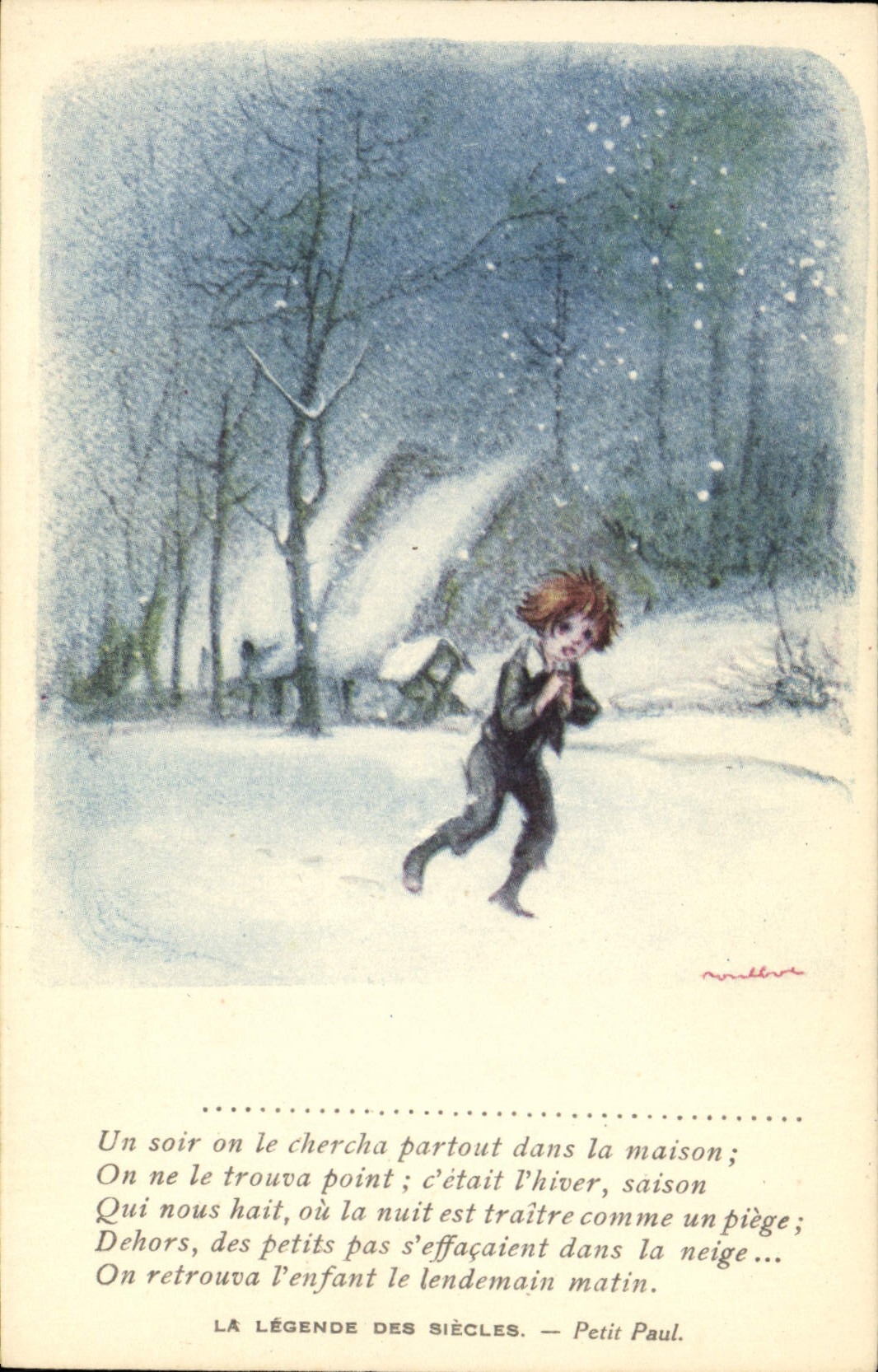 CPA Fantaisie Illustrateur Poulbot Victor Hugo La legende des siecles Petit Paul