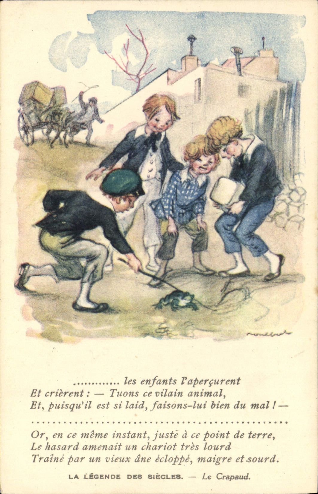 CPA Fantaisie Illustrateur Poulbot Victor Hugo La legende des siecles Grenouille Crapaud