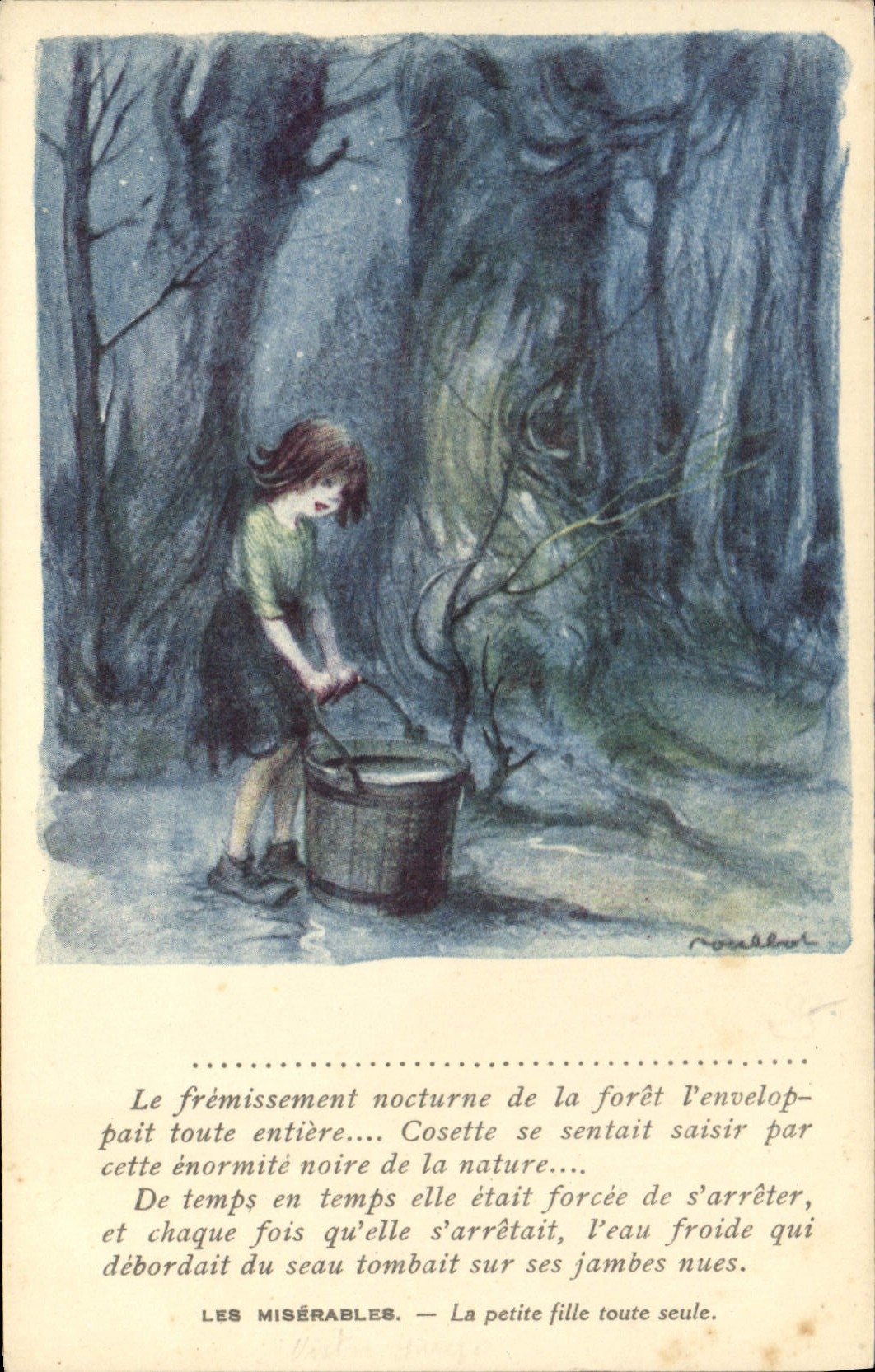 CPA Fantaisie Illustrateur Poulbot Victor Hugo Les Miserables La petite fille toute seule