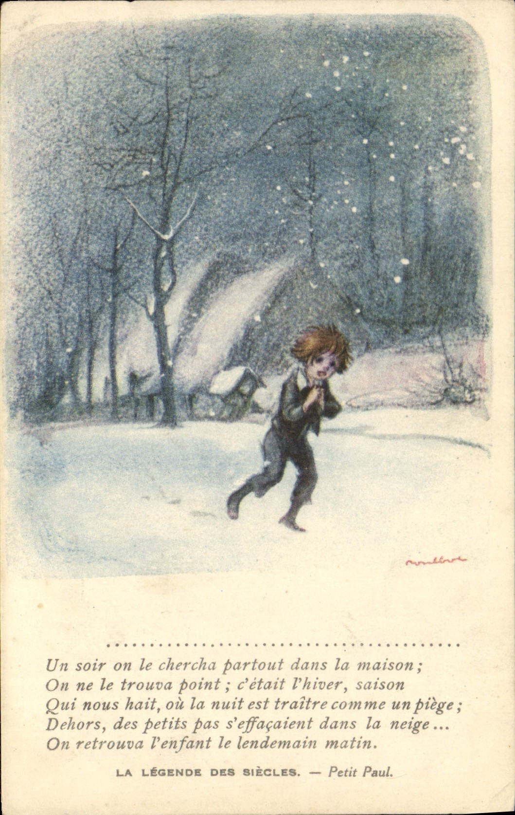 CPA Fantaisie Illustrateur Poulbot Victor Hugo La legende des siecles Petit Paul