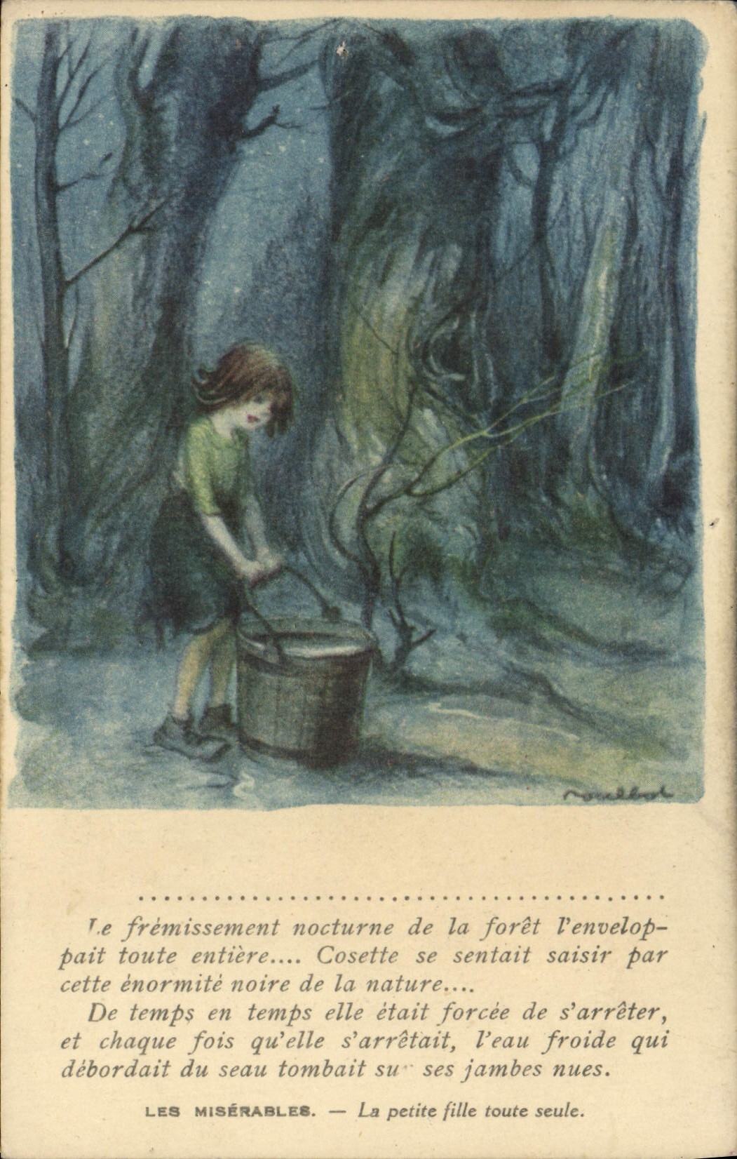 CPA Fantaisie Illustrateur Poulbot Victor Hugo Les Miserables La petite fille toute seule