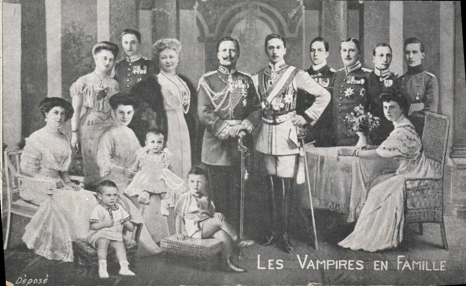 VINTAGE POSTCARD vampires in family