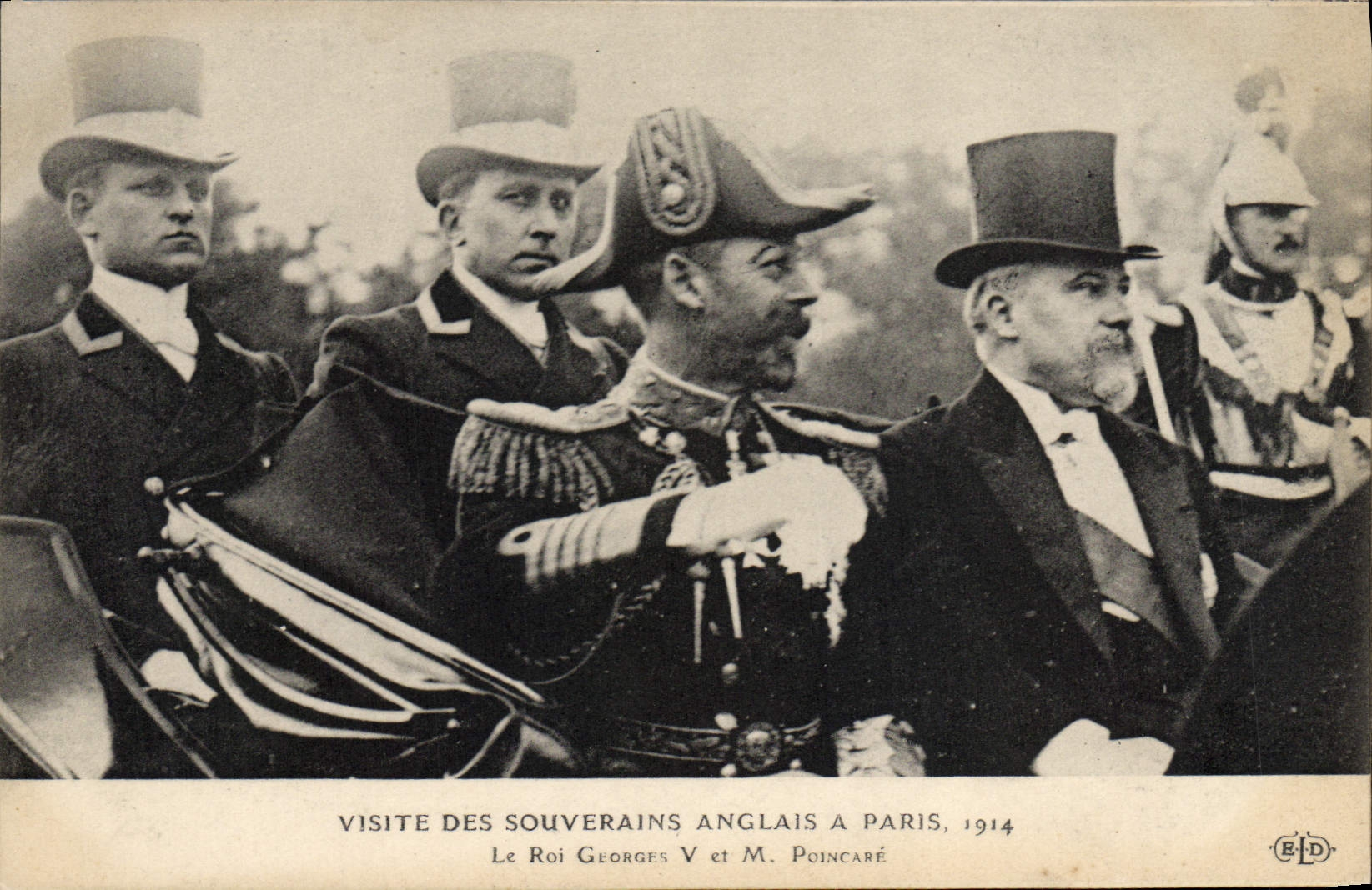 CPA Visite des souverains anglais a Paris 1914 Le roi Georges V et M Poincare
