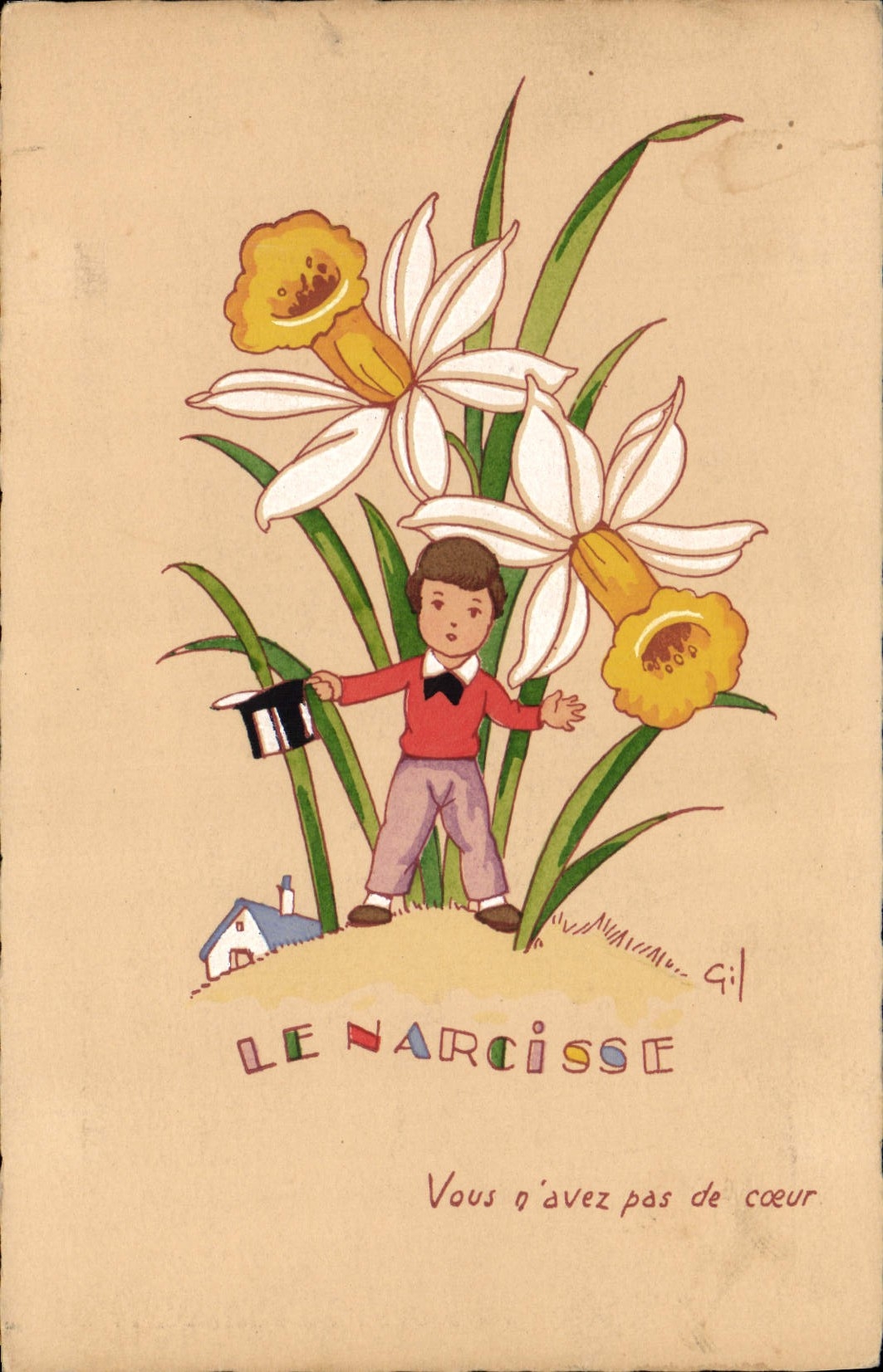 VINTAGE POSTCARD Fantasy Illustrator the Narcisse