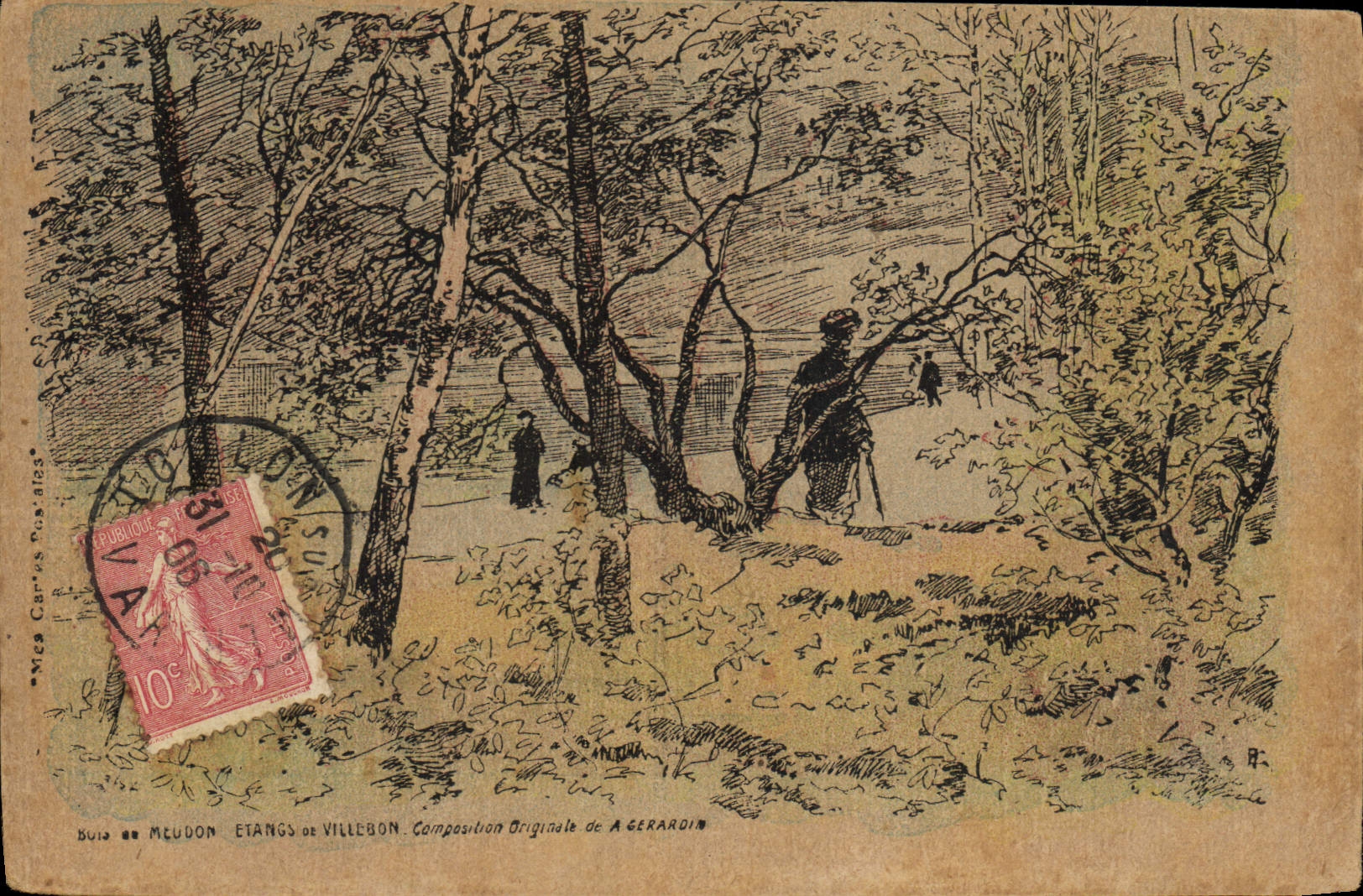 VINTAGE POSTCARD Fantasy Illustrator Ponds of Villebon