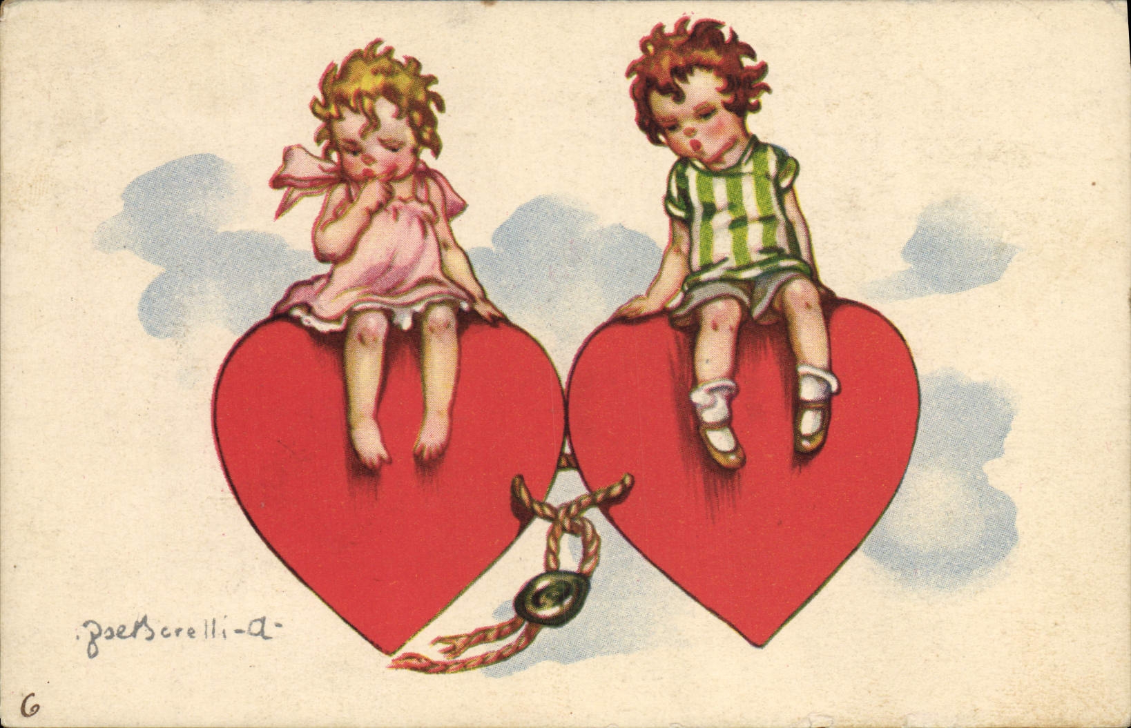 VINTAGE POSTCARD Fantasy Illustrator Angels Heart