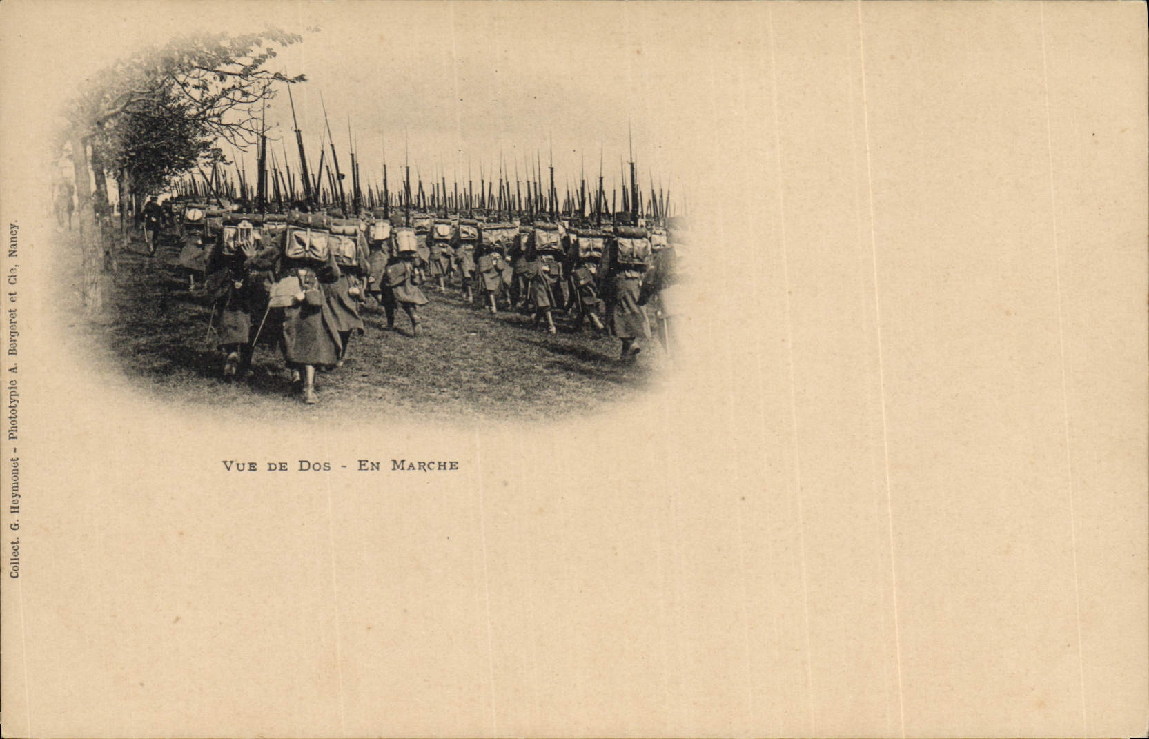 VINTAGE POSTCARD Militaria Seen of back Moving