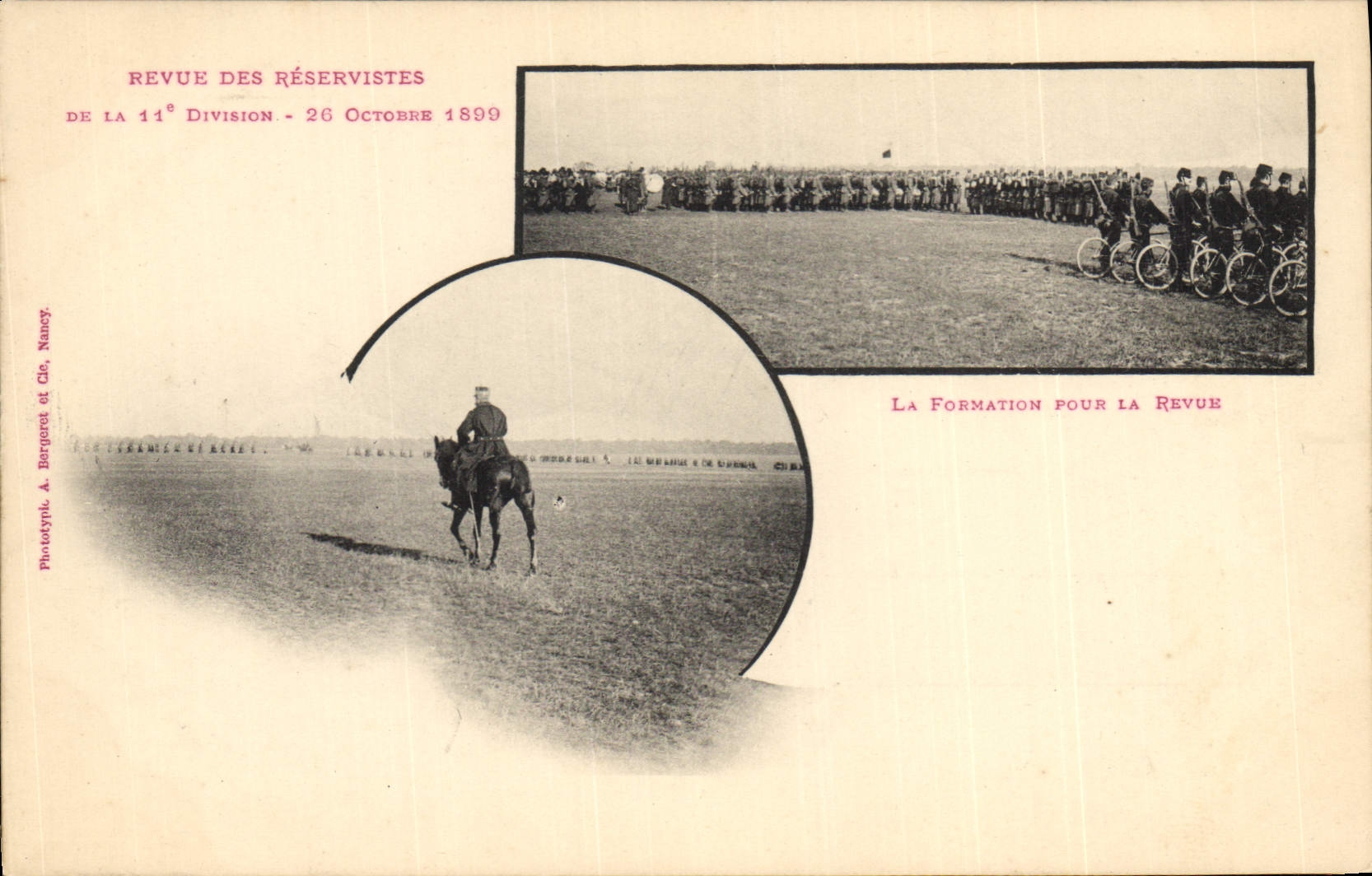 POSTAL Militaria de la VENDIMIA reexaminado de los reservistas de la 11ma formación de la división para la revisión 1899