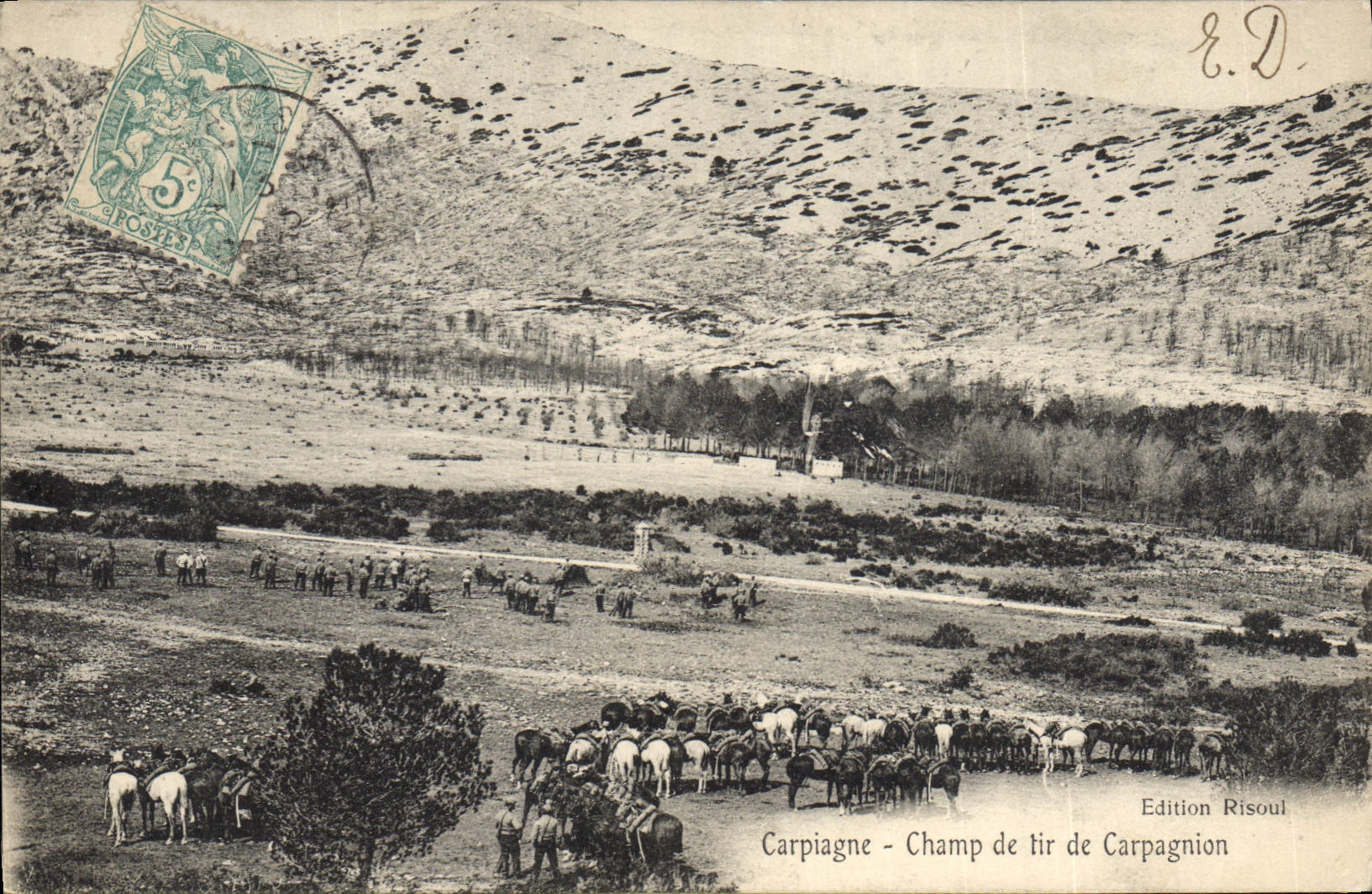 VINTAGE POSTCARD Militaria Carpiagne Field of fire of Carpagnion