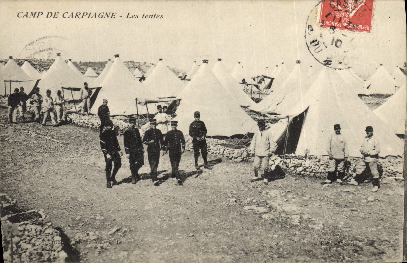 VINTAGE POSTCARD Militaria Camp of Carpiagne tents