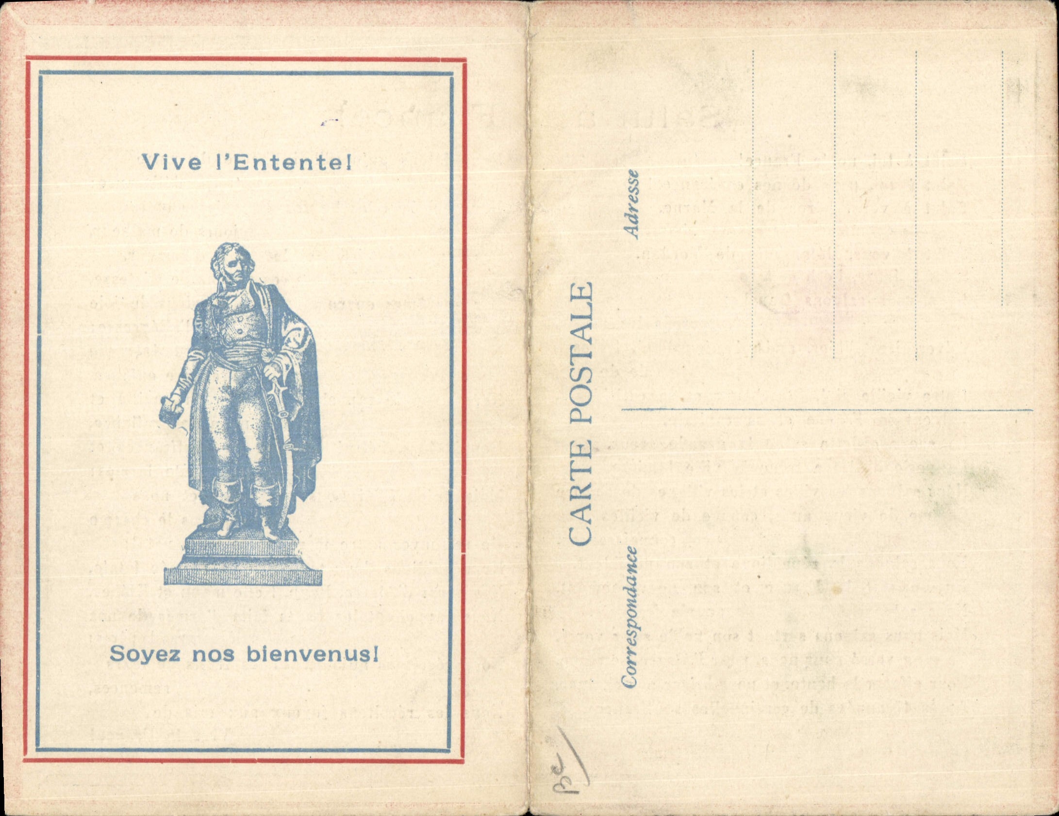 VINTAGE POSTCARD Militaria Vive the agreement doubles