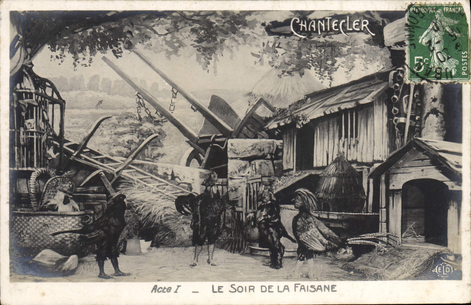 CPA Edmond Rostand Chantecler Le soir de la faisane