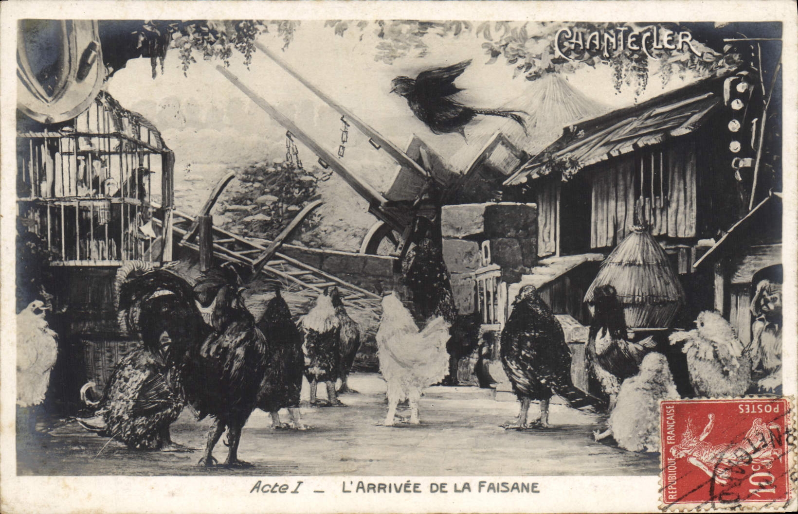 CPA Edmond Rostand Chantecler L'arrivee de la faisane