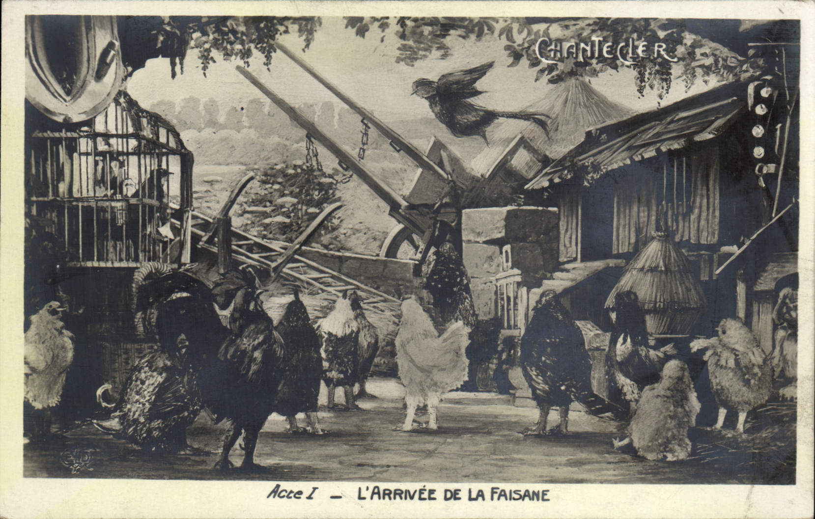 CPA Edmond Rostand Chantecler L'arrivee de la faisane