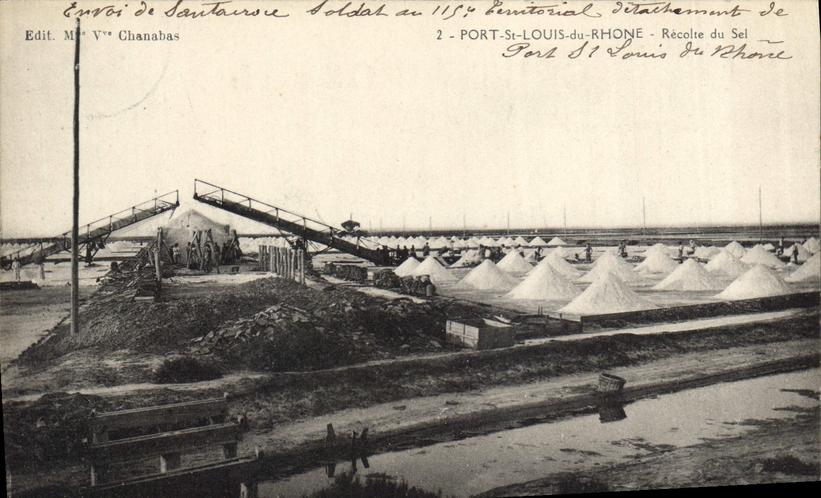 Los pantanos St. Louis portuaria del agua salada del folklore de la POSTAL de la VENDIMIA del Rhone recogen la sal