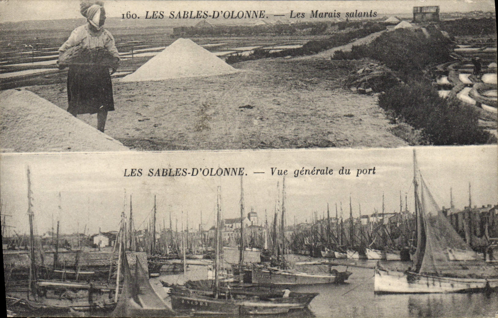 CPA Folklore Marais Salants Les Sables d'Olonne Les marais salants Vue generale du port Bateaux