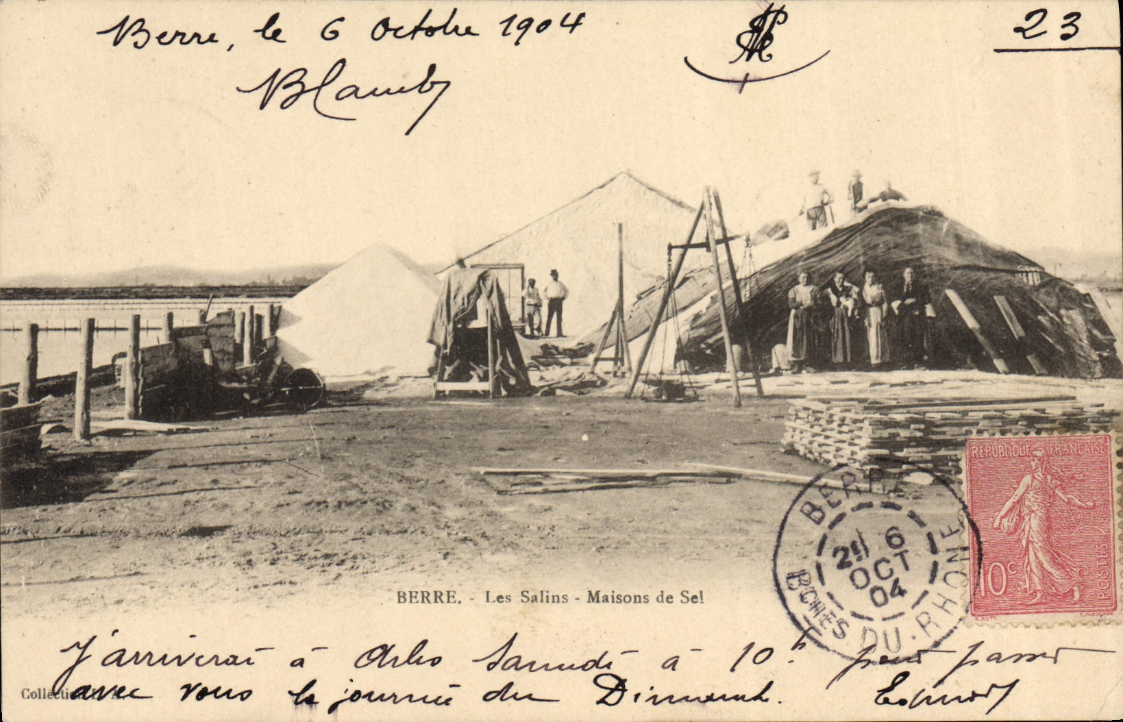 VINTAGE POSTCARD Folklore Salt-water Marshes Berre Saline salt Houses