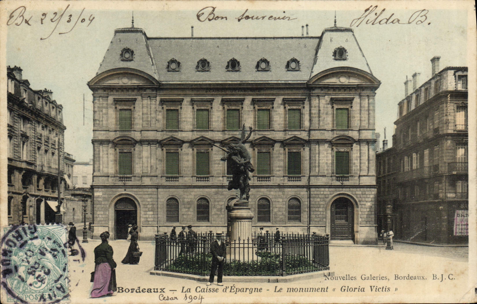 CPA Banque Caisse d'Epargne Le monument Gloria Victis Bordeaux 