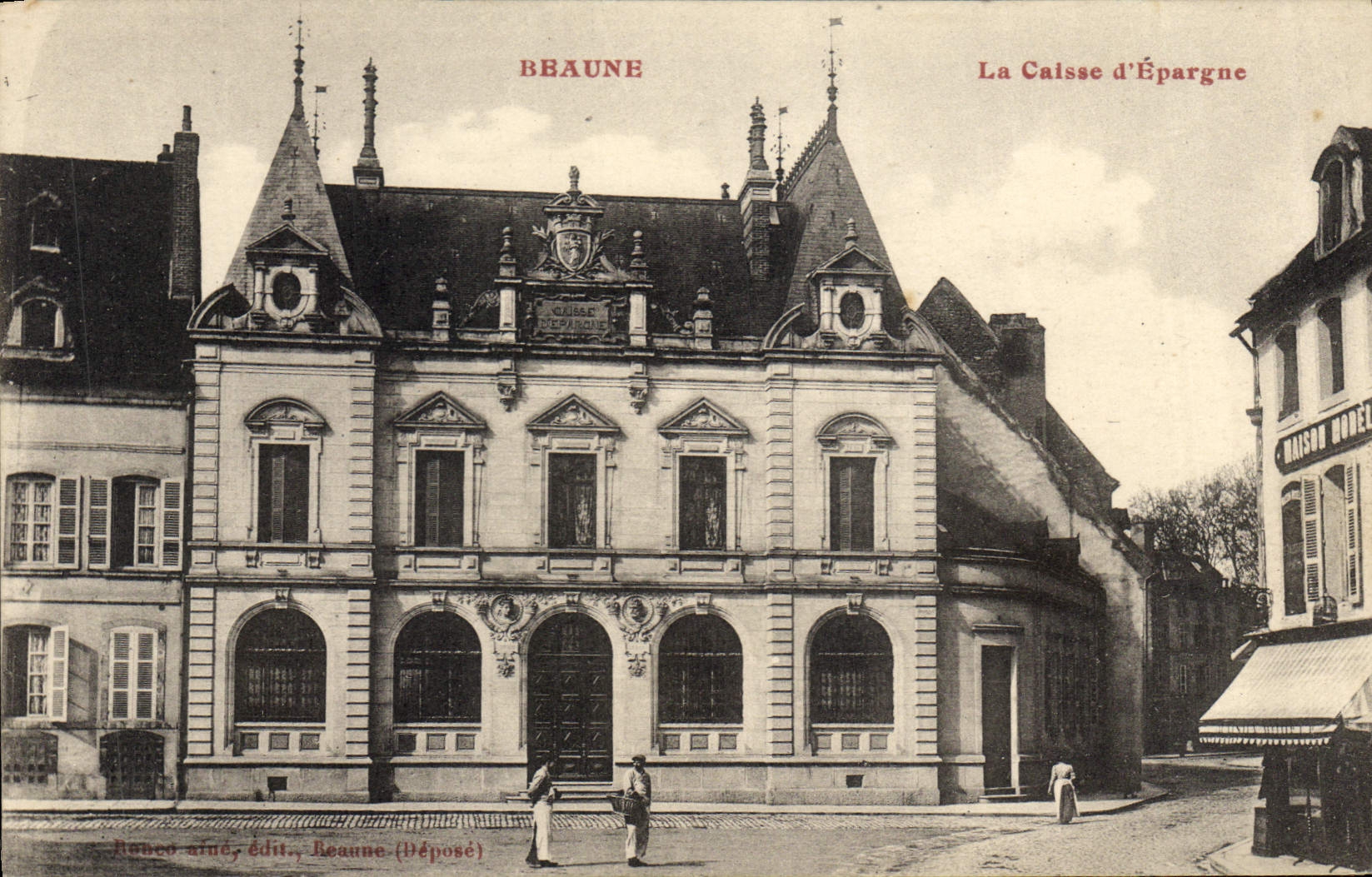 VINTAGE POSTCARD Bank Savings bank Beaune