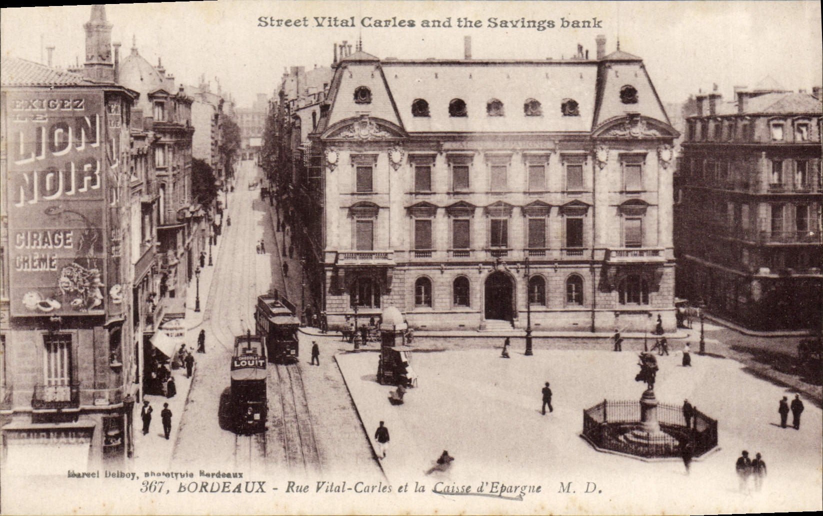 CPA Banque Caisse d'Epargne Rue Vital Carles Bordeaux Tramways Lion Noir 