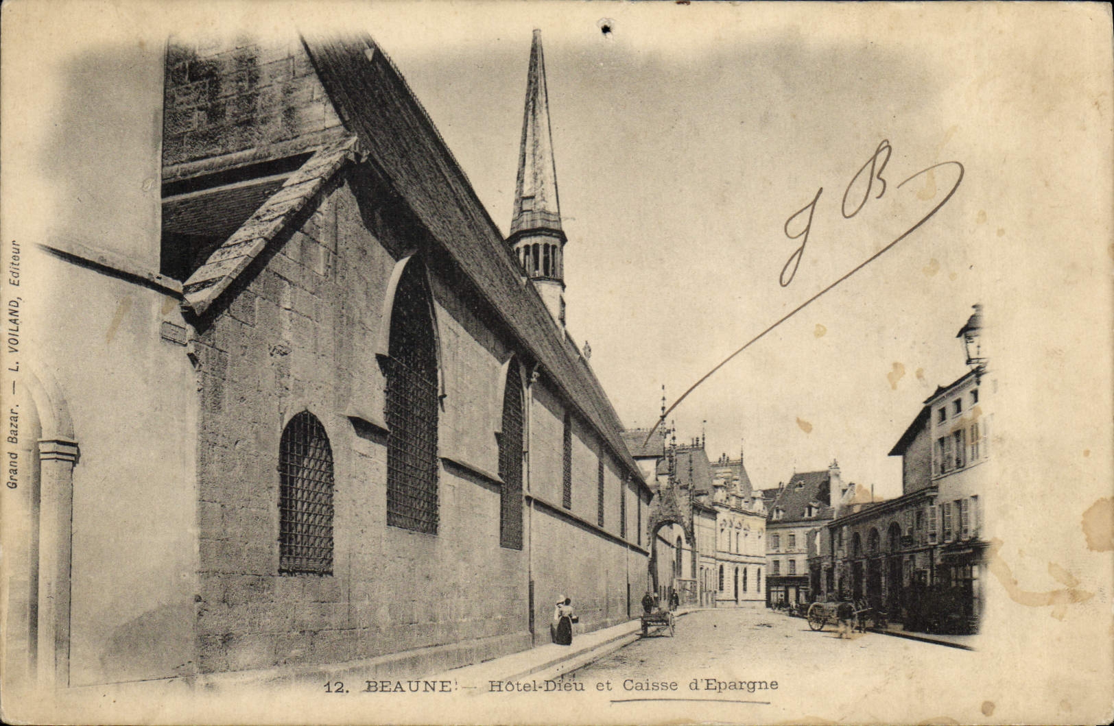VINTAGE POSTCARD Bank Hotel God and Savings bank Beaune