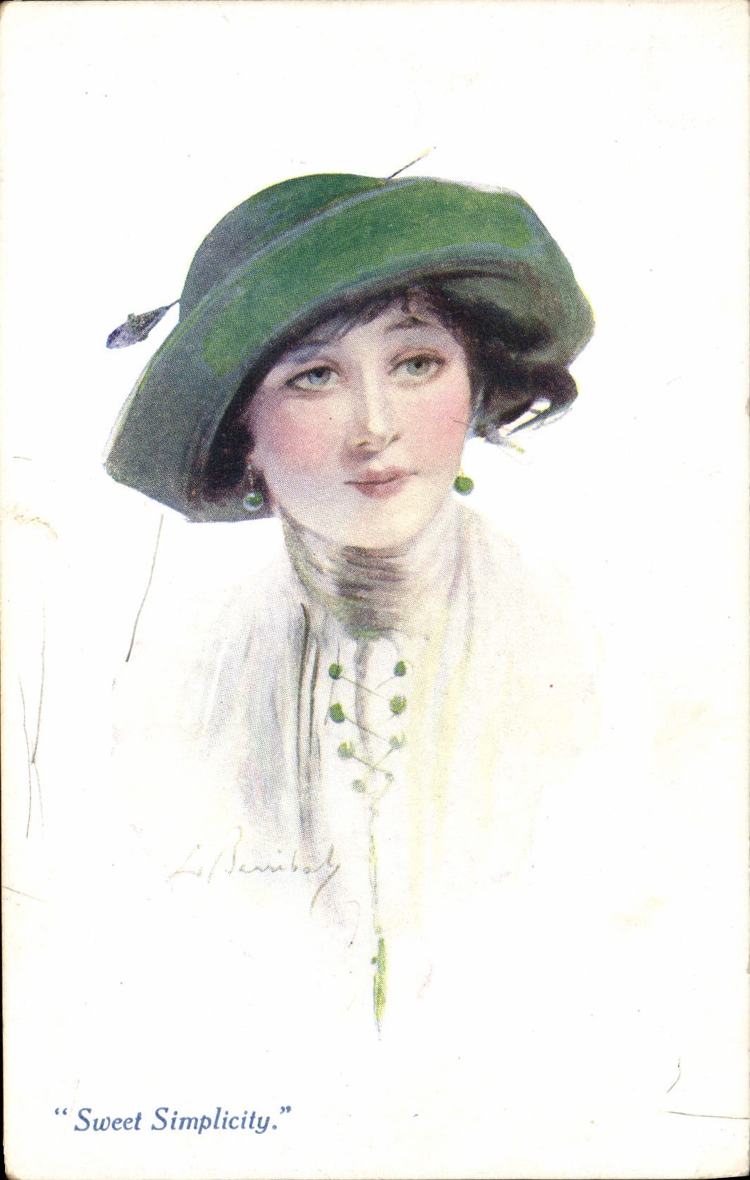 VINTAGE POSTCARD Fantasy Illustrator Woman Sweet simplicity